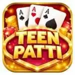 Original Teen Patti logo with playing cards, gold coins and red casino background