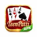 Teen Patti Master APK logo with playing cards and red gold background