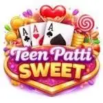 Teen Patti Sweet logo with colorful candy theme, playing cards and gold coins
